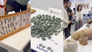 La policía recupera 300 piezas de la casa de un arqueólogo que las había guardado durante años (Montaje Infobae)