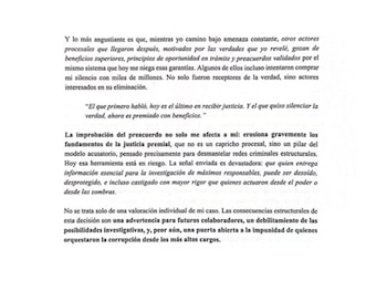 En su carta a la