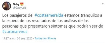 Pasajera argentina a bordo del