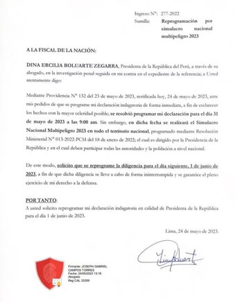 Solicitud de Dina Boluarte