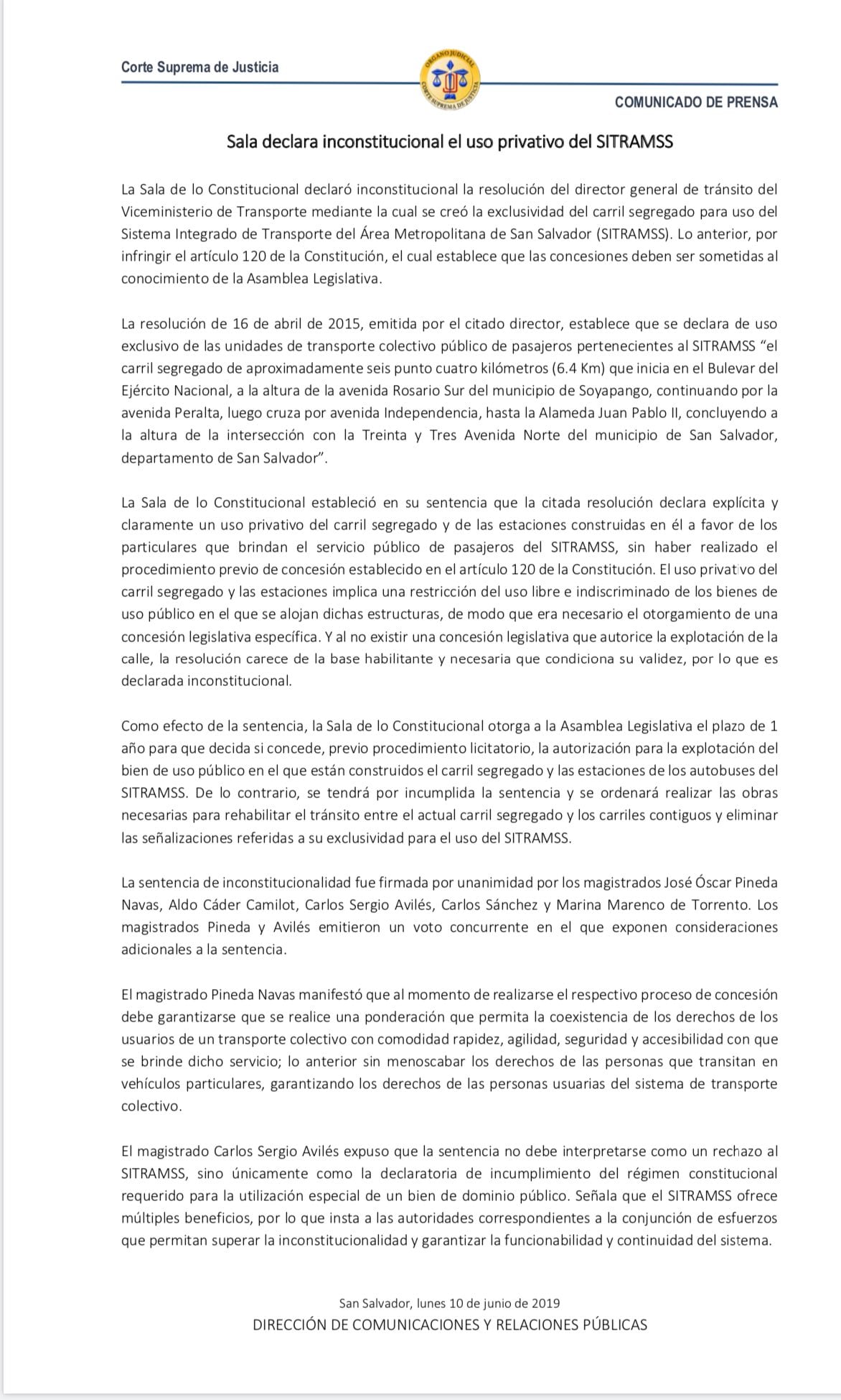 La Sala de lo Constitucional eliminó el uso exclusivo del carril segregado tras las demandas de los transportistas.