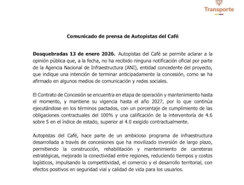 La concesión Autopistas del Café