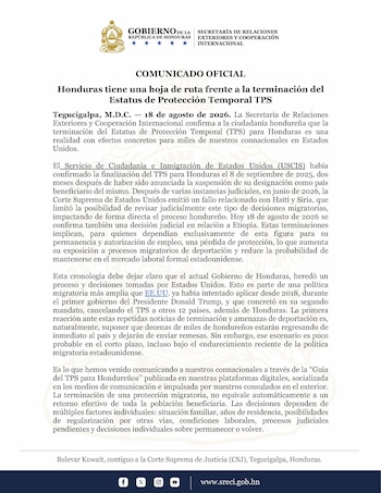Honduras prepara el retorno de migrantes y pide una transición a Estados Unidos