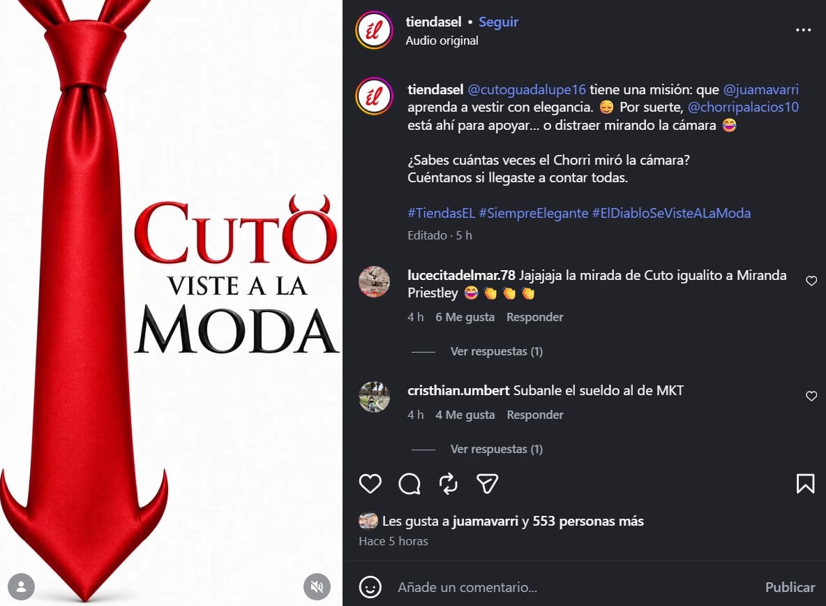 El ‘Loco’ Vargas protagoniza su propia versión de ‘El Diablo viste a la Moda’ junto a ‘Cuto’ y el ‘Chorri’. Captura: IG Tiendas Él.