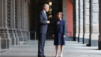 Claudia Sheinbaum y el rey de España en Palacio Nacional. (Foto: Presidencia)