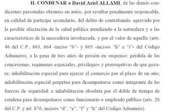 La condena por contrabando a Allami: tres años en suspenso