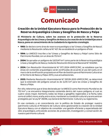 comunicado del Mincul