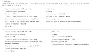 (Captura de su declaración Patrimonial)