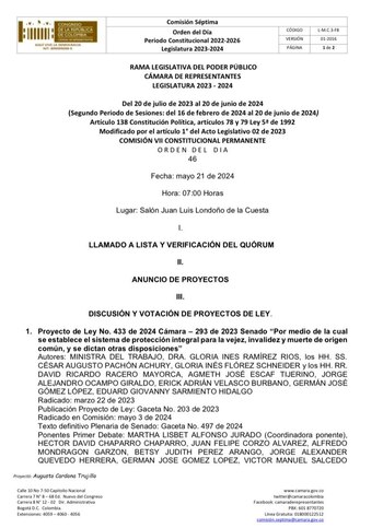 Está estipulado que el proyecto de reforma pensional del Gobierno Petro sea prioridad para el 21 de mayo de 2024 en la Cámara de Representantes - crédito Cámara de Representantes