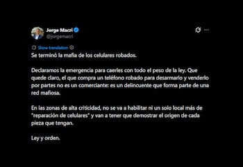 Jorge Macri declaró la emergencia por el robo de celulares