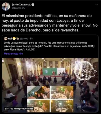 Javier Lozano señaló que AMLO