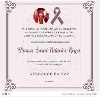 Esquela publicada por el centro