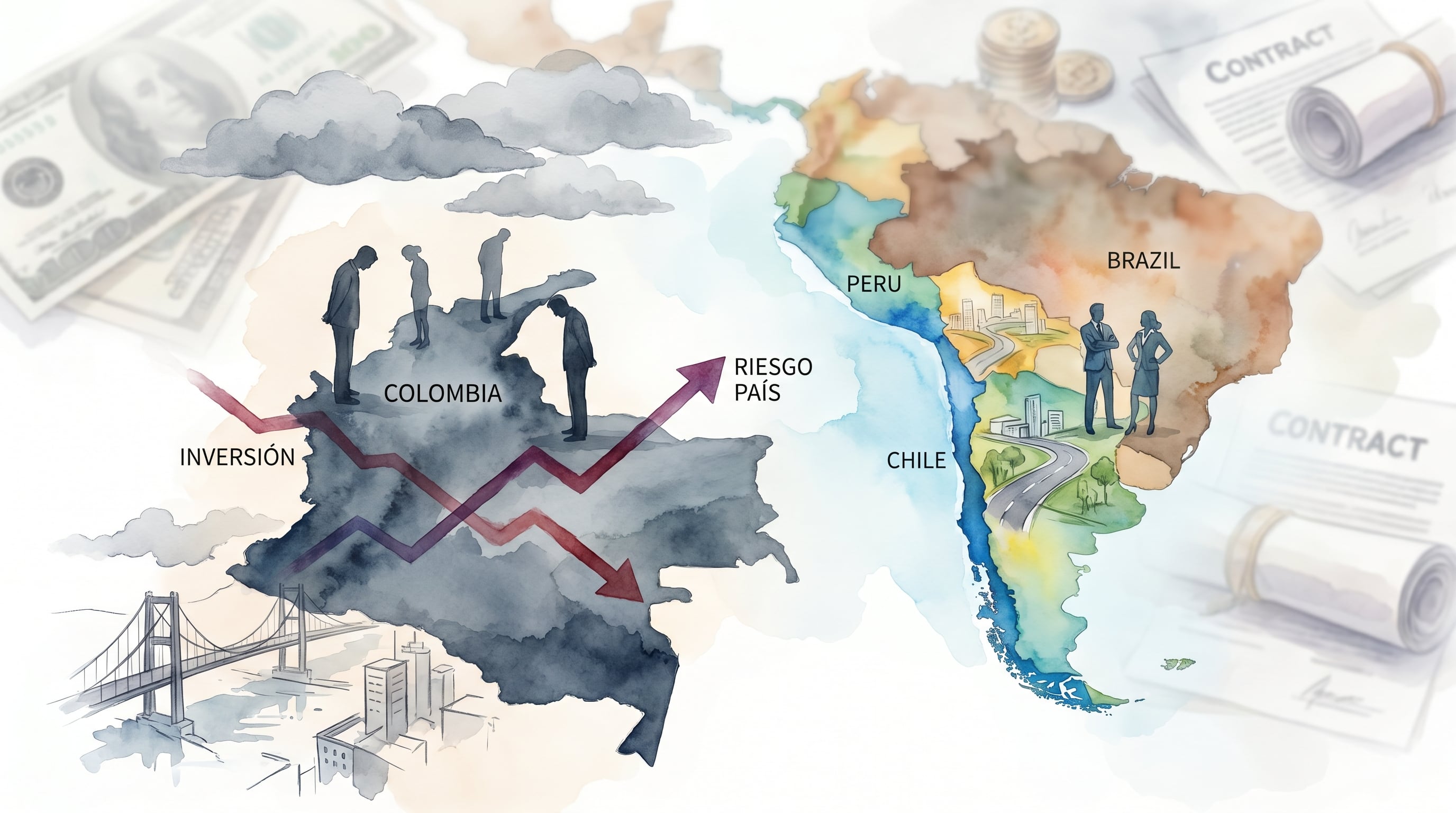 El informe del Observatorio Fiscal de la Universidad Javeriana revela una caída significativa en la inversión en Colombia frente a Chile y Perú - crédito Imagen Ilustrativa Infobae