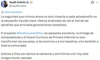 Publicación en X del presidente