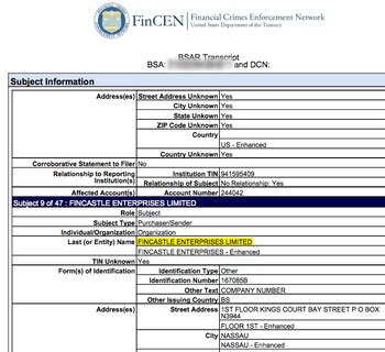 El SAR donde aparece reportada