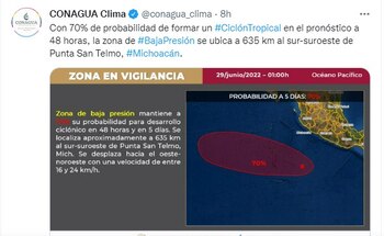 La baja presión ubicada frente