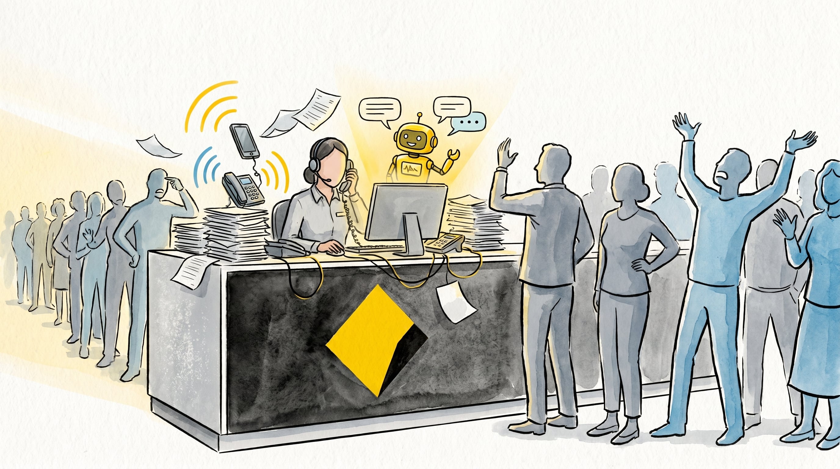 El Commonwealth Bank of Australia intentó reemplazar empleados con un voicebot, pero la sobrecarga de trabajo y el reclamo sindical obligaron a revertir la decisión y restituir los puestos. (Imagen Ilustrativa Infobae)