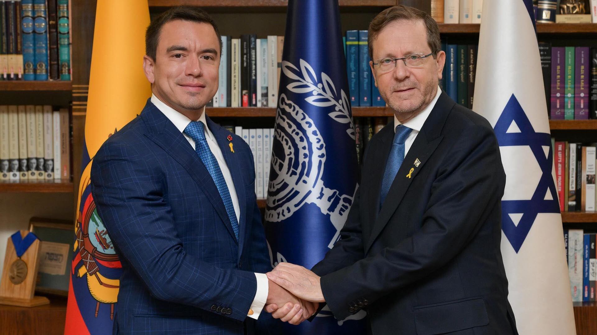 El presidente de Ecuador, Daniel Noboa y su homólogo de Israel, Isaac Herzog