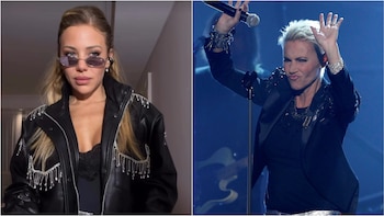 Glam ochentoso, toque rockero y los consejos de su hija Emma: el look de Evangelina Anderson para ver a Roxette