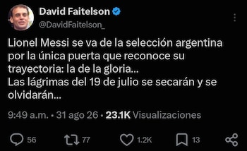 El periodista de TUDN también subrayó que el astro se despidió de la Selección de Argentina por la puerta de la gloria, reconocimiento a toda su trayectoria (Captura de pantalla)