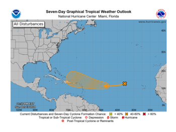 Un sistema en el Atlántico oriental tiene un 40% de probabilidad de desarrollo, sin pronóstico de fortalecimiento significativo la próxima semana. (NHC)