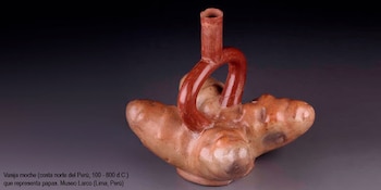 Vasijas de la cultura Moche, se aprecia la papa (Museo Larco)