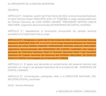 La designación de Mariana Nazarena