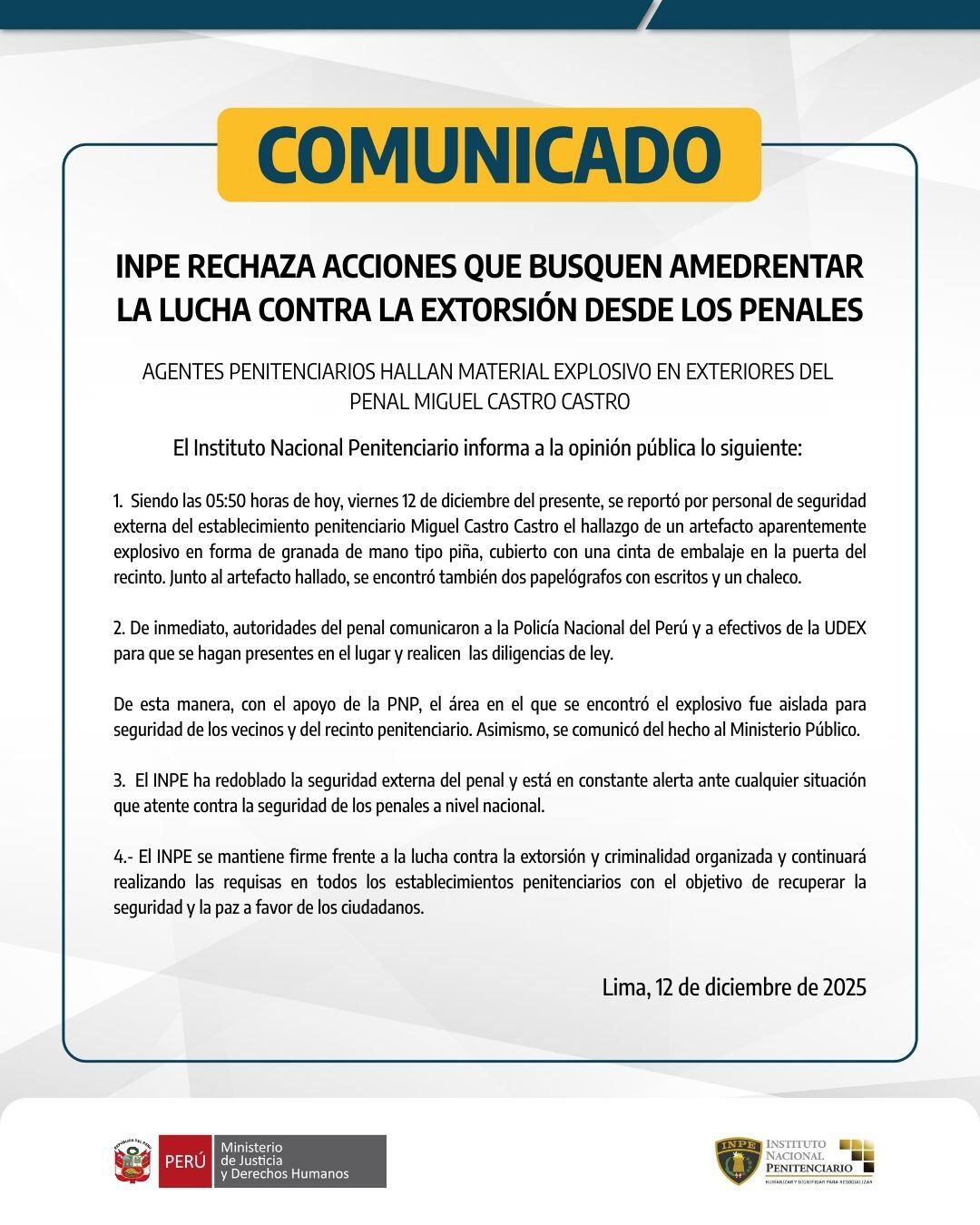 Comunicado del INPE.