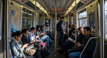 Numerosos pasajeros viajan en la