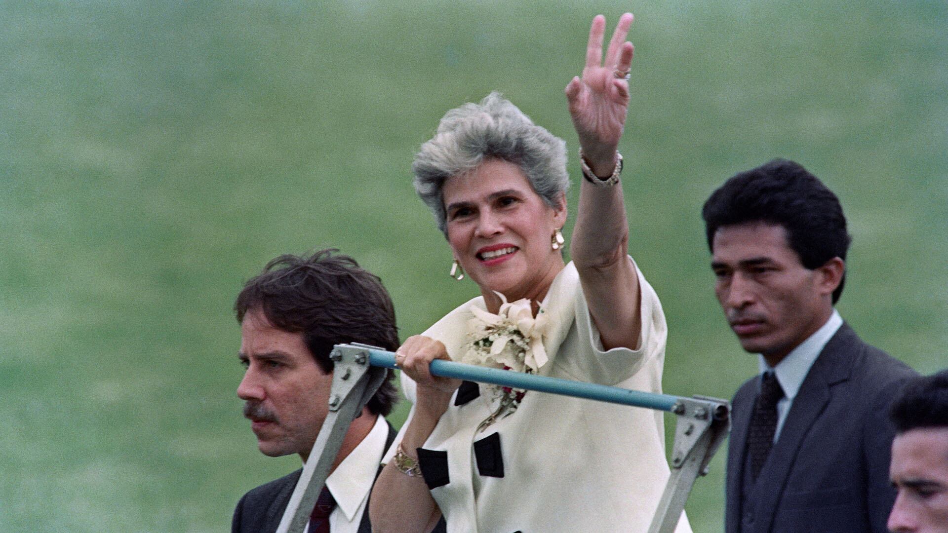 Violeta Barrios de Chamorro fue presidenta de Nicaragua entre 1990 y 1997 (David AKE / AFP)