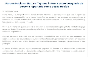 El operativo en el Parque Nacional Natural Tayrona sigue activo con apoyo de Guardacostas, la Armada Nacional, salvavidas y Parques Nacionales Naturales - crédito Parques Nacionales