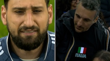 El gesto de Donnarumma en el himno de Italia durante el primer amistoso tras quedarse sin Mundial: la camiseta que hizo furor