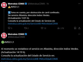 El servicio fue suspendido alrededor