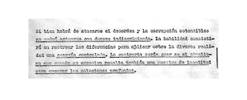 Párrafo del informe secreto entregado