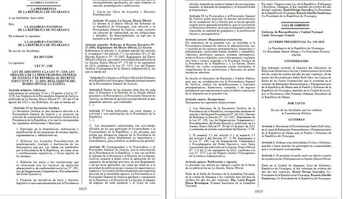 Daniel Ortega y Rosario Murillo sancionaron la reforma legal bajo la denominación de copresidente y copresidenta de Nicaragua. (Cortesía: La Gaceta)