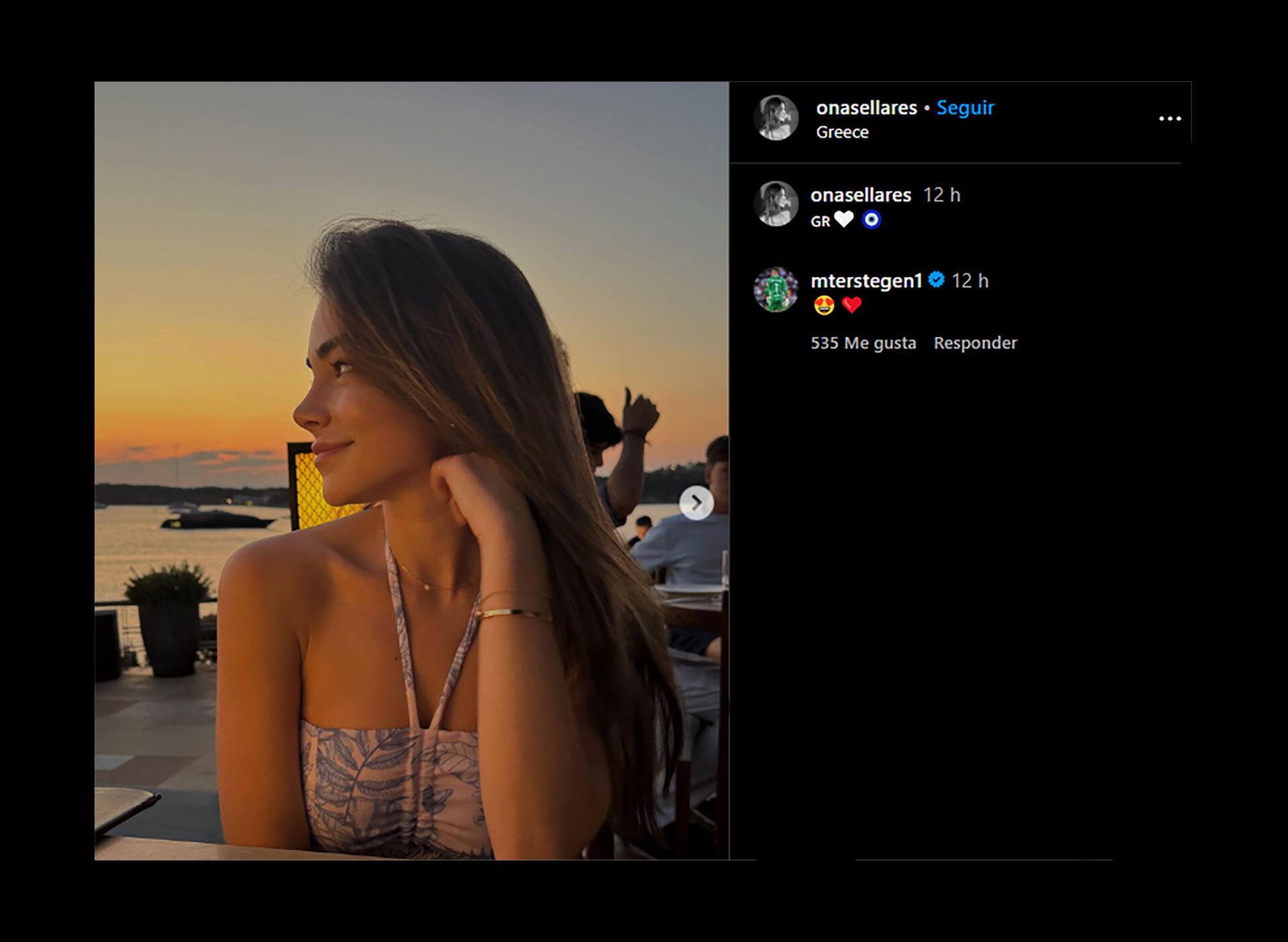 El posteo de Ona Sellares y e comentario del arquero alemán