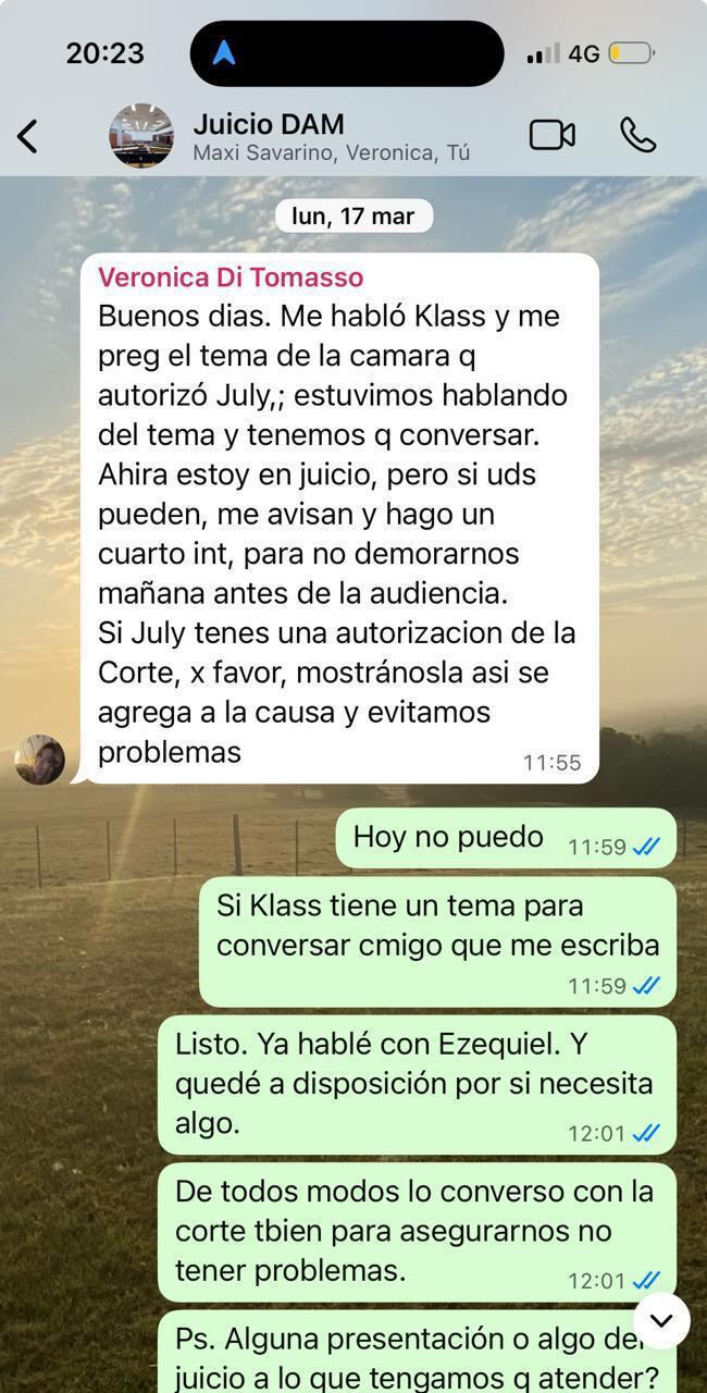 Los chats entre Julieta Makintach y los jueces Verónica Di Tomasso y Mazimiliano Savarino