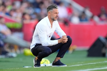Martín Demichelis defendió la identidad construida en poco tiempo y planteó que el Mallorca regresará a La Liga (AP Foto/José Bretón)