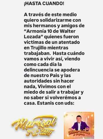 Marisol expresó su solidaridad con