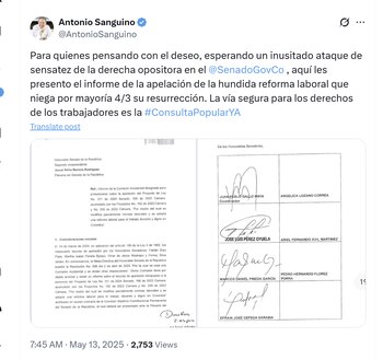 El ministro Antonio Sanguino rechazó