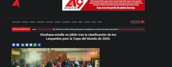 Uno de los portales noticiosos más importantes del país de África Central detalló lo vivido por los habitantes de Kinhasa en medio de la euforia por la clasificación a la Copa del Mundo 2026-crédito Actualite Congo