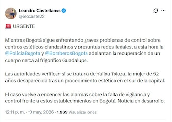 El concejal Leandro Castellanos comunicó que aún se verifica la identidad del cuerpo hallado en Kennedy - crédito @leocaste22/X