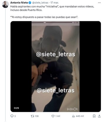 Pruebas de Antonio Nieto sobre