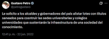 Tras su elección, Petro solicitó