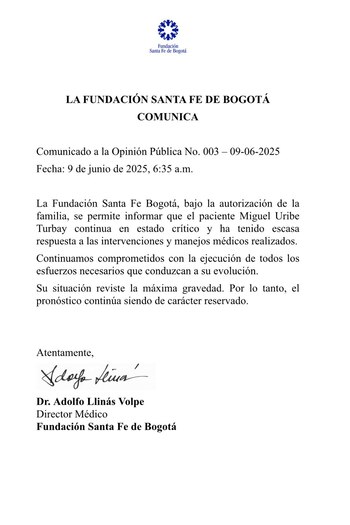 Este es el comunicado sobre