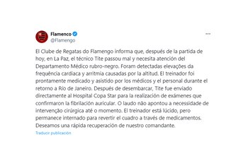 El comunicado de Flamengo sobre