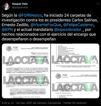 El periodista Gaspar Vela compartió