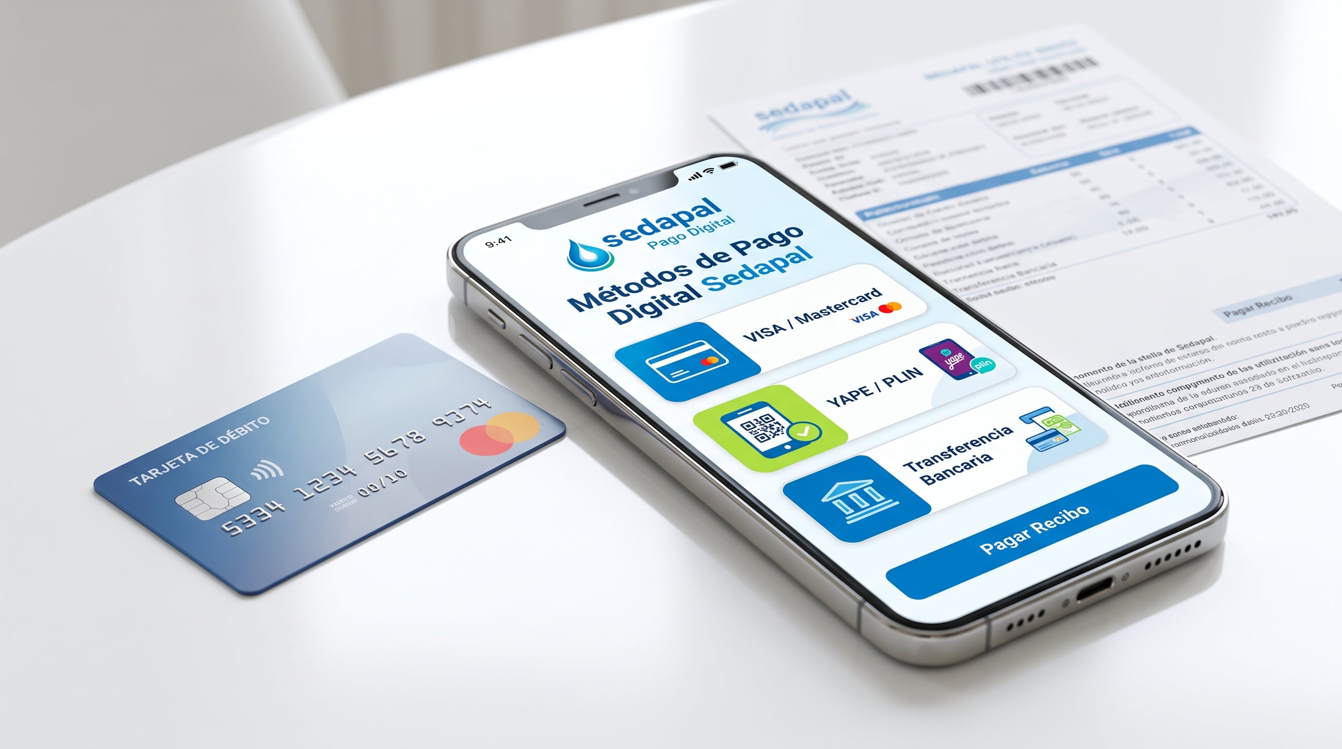 Un teléfono inteligente muestra las opciones de pago digital disponibles para cancelar el recibo del servicio de agua de Sedapal. (Imagen Ilustrativa Infobae)