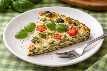 Pizza con base de brócoli y espinacas