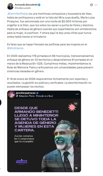 El ministro Armando Benedetti negó